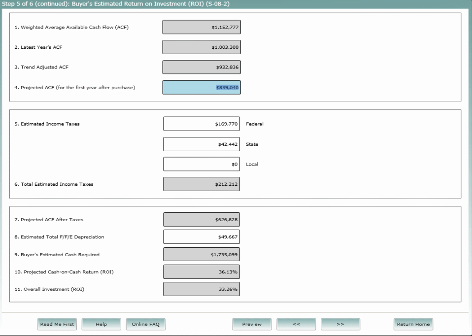 Buyer's Estimated Return on Investment (ROI) (s-61B)